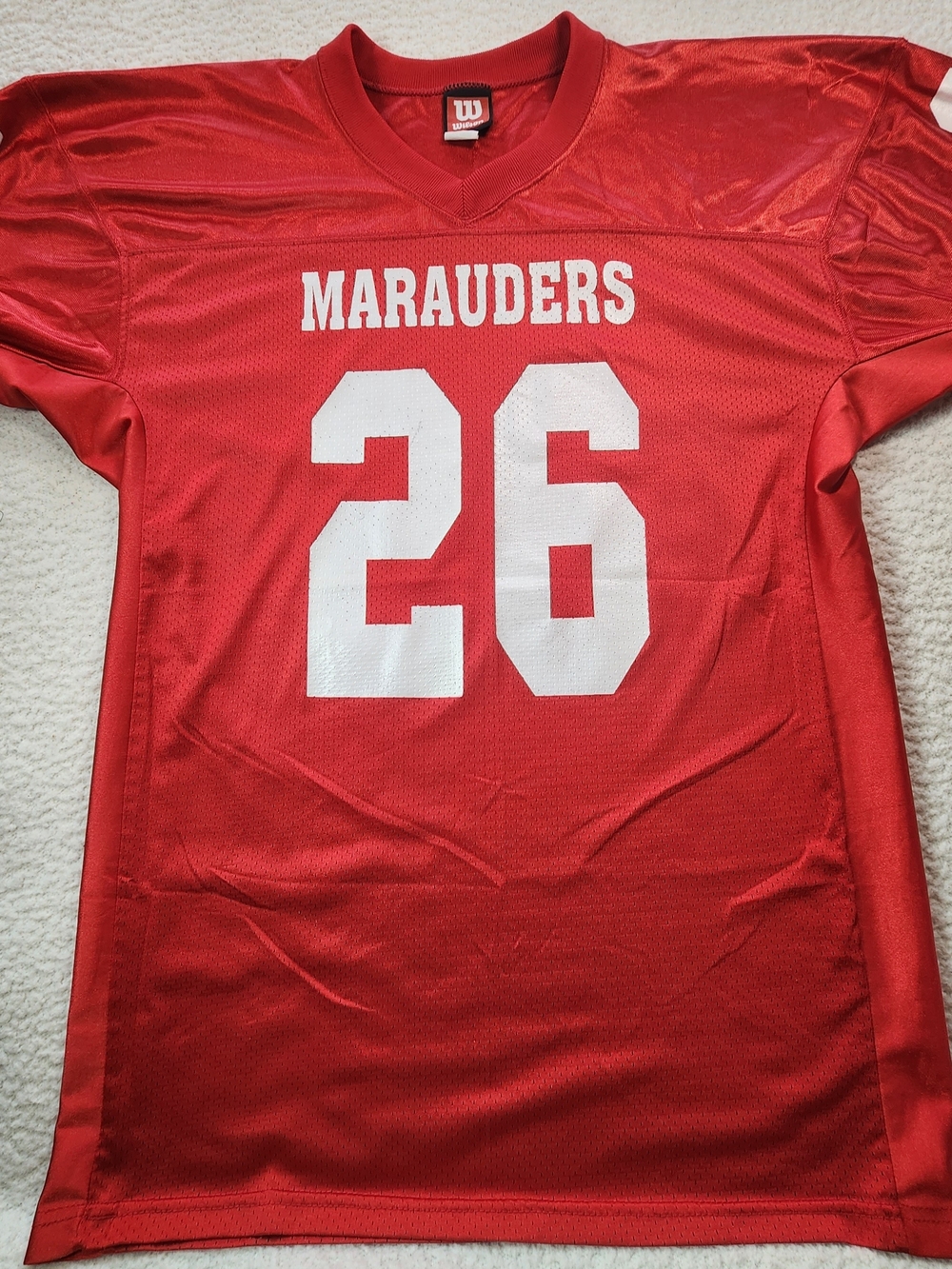 Vintage Wilson Marauders Football Jersey #26 Miskiel Red XL Made USA 100% Nylon